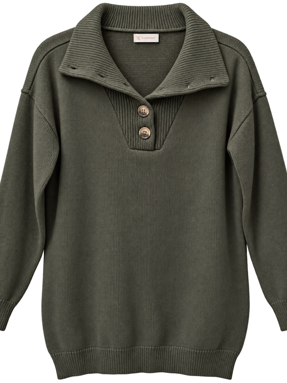 Olive Green Oversized Sweater Dress Shawl Collar Size L